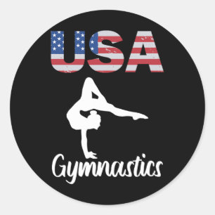 Amerikaanse vlag T-shirt gymnast 4 ju Ronde Sticker