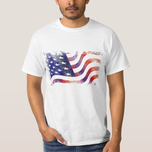 Amerikaanse vlag T-shirt met drukte druk (Voorkant)