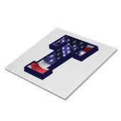 Amerikaanse vlag "T" Tegel voor grote fotokeramisc Tegeltje (Zijkant)
