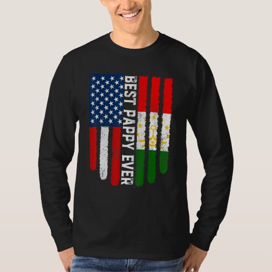 Amerikaanse vlag & Tadzjikistan vlag Beste Pappie  T-shirt (Voorkant)