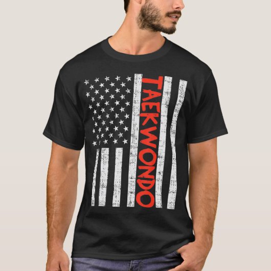 Amerikaanse vlag Taekwondo  patriottische vechtkun T-shirt (Voorkant)