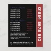 Amerikaanse Vlag Taxi Logo met Prijslijst Flyer (Achterkant)