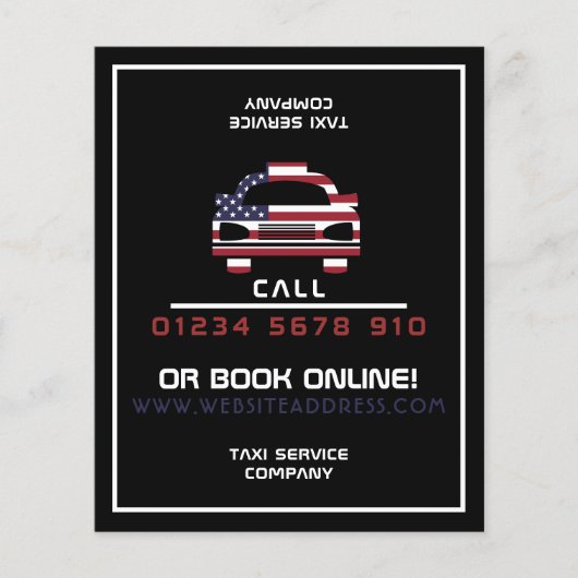 Amerikaanse Vlag Taxi Logo met Prijslijst Flyer (Voorkant)