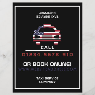 Amerikaanse Vlag Taxi Logo met Prijslijst Flyer