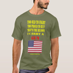 AMERIKAANSE VLAG, TE OUD OM TE VECHTEN, TE TROTS O T-SHIRT