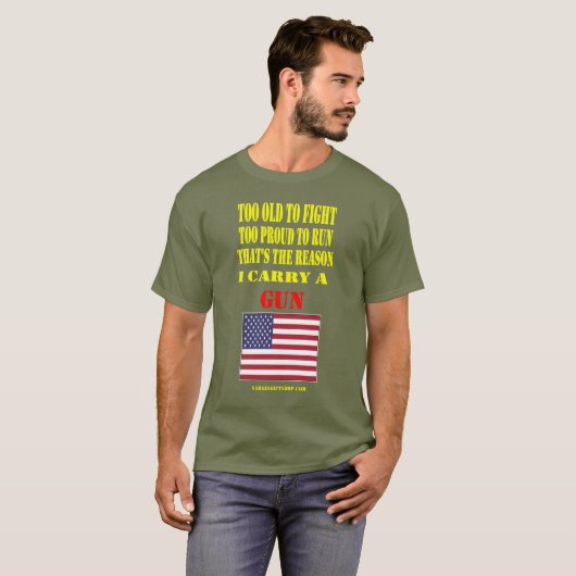AMERIKAANSE VLAG, TE OUD OM TE VECHTEN, TE TROTS O T-SHIRT (Voorkant volledig)
