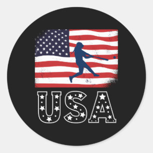 Amerikaanse vlag team softbal 4th van juli softbal ronde sticker