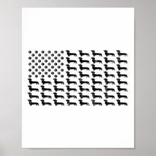 Amerikaanse vlag teckel hond poot minnaar patriott poster