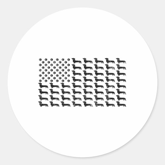 Amerikaanse vlag teckel hond poot minnaar patriott ronde sticker (Voorkant)