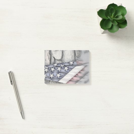 Amerikaanse vlag tegen de muur post-it® notes (Kantoor)