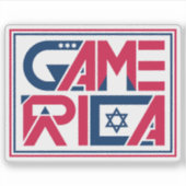 Amerikaanse Vlag tekst Gamerica Sticker (Voorkant)