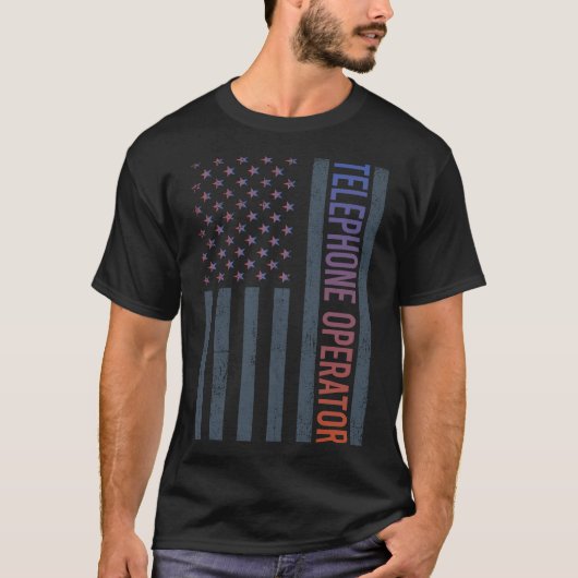 Amerikaanse Vlag - Telefoniste T-shirt (Voorkant)