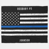 Amerikaanse vlag Thin Blue Line Disted Name (Vlagg Fleece Deken (Voorkant (Horizontaal))