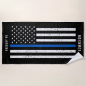 Amerikaanse vlag Thin Blue Line Disted Name (Vlagg Strandlaken (Voorkant)