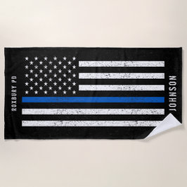 Amerikaanse vlag Thin Blue Line Disted Name (Vlagg Strandlaken