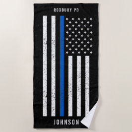 Amerikaanse vlag Thin Blue Line Disted Name (Vlagg Strandlaken