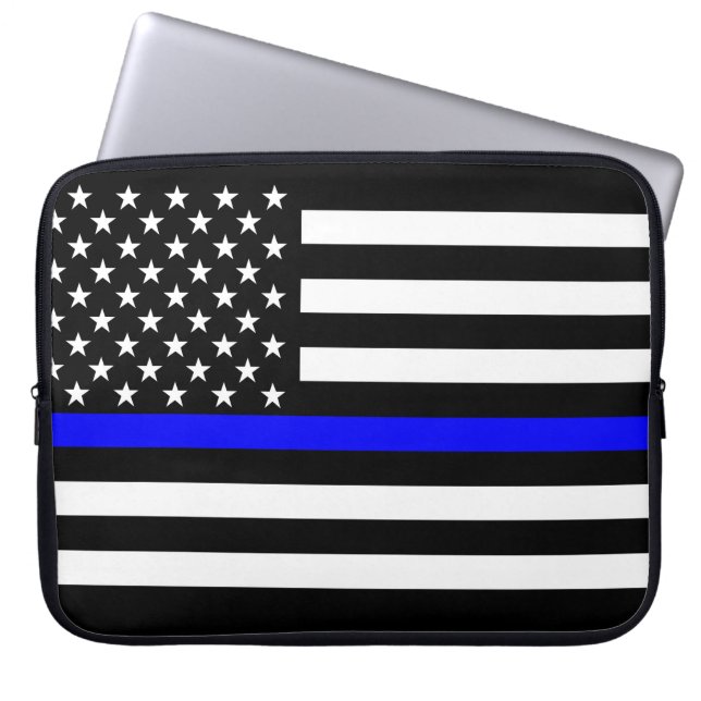 Amerikaanse vlag Thin Blue Line Graphic Laptop Sleeve (Voorkant)