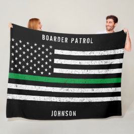 Amerikaanse vlag Thin Green Line Disted Name (Hand Fleece Deken