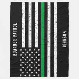Amerikaanse vlag Thin Green Line Disted Name (Hand Fleece Deken
