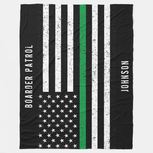 Amerikaanse vlag Thin Green Line Disted Name (Hand Fleece Deken (Voorkant)