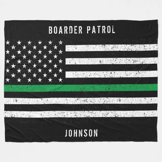 Amerikaanse vlag Thin Green Line Disted Name (Hand Fleece Deken (Voorkant (Horizontaal))