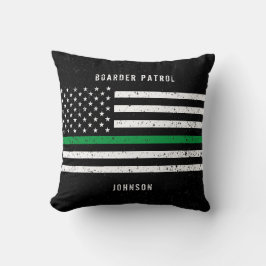 Amerikaanse vlag Thin Green Line Disted Name (Hand Kussen