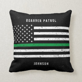 Amerikaanse vlag Thin Green Line Disted Name (Hand Kussen