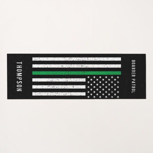 Amerikaanse vlag Thin Green Line Disted Name (Hand Yogamat (Achterkant (horizontaal))