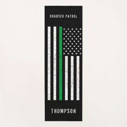 Amerikaanse vlag Thin Green Line Disted Name (Hand Yogamat (Voorkant)