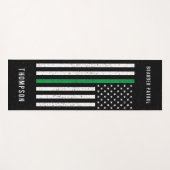 Amerikaanse vlag Thin Green Line Disted Name (Hand Yogamat (Voorkant (horizontaal))