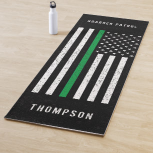 Amerikaanse vlag Thin Green Line Disted Name (Hand Yogamat