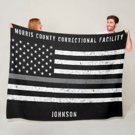 Amerikaanse vlag Thin Grey Line Disted Name (Vlagg Fleece Deken