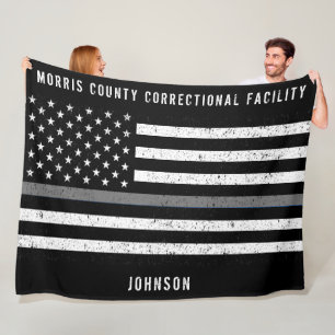 Amerikaanse vlag Thin Grey Line Disted Name (Vlagg Fleece Deken