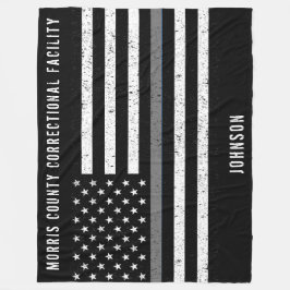 Amerikaanse vlag Thin Grey Line Disted Name (Vlagg Fleece Deken