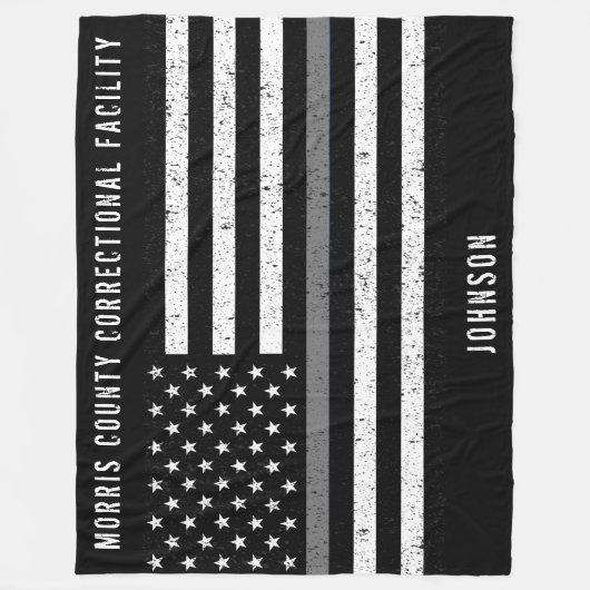 Amerikaanse vlag Thin Grey Line Disted Name (Vlagg Fleece Deken (Voorkant)