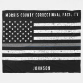 Amerikaanse vlag Thin Grey Line Disted Name (Vlagg Fleece Deken (Voorkant (Horizontaal))