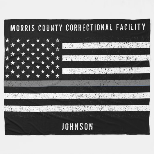 Amerikaanse vlag Thin Grey Line Disted Name (Vlagg Fleece Deken (Voorkant (Horizontaal))