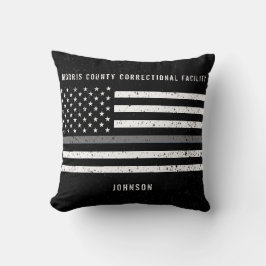 Amerikaanse vlag Thin Grey Line Disted Name (Vlagg Kussen