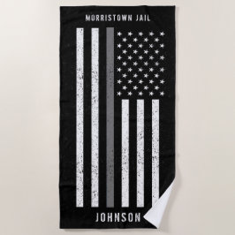 Amerikaanse vlag Thin Grey Line Disted Name (Vlagg Strandlaken