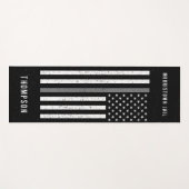 Amerikaanse vlag Thin Grey Line Disted Name (Vlagg Yogamat (Voorkant (horizontaal))