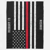 Amerikaanse vlag Thin Red Line Distance Name (Hand Fleece Deken (Voorkant)