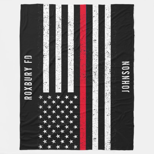Amerikaanse vlag Thin Red Line Distance Name (Hand Fleece Deken (Voorkant)