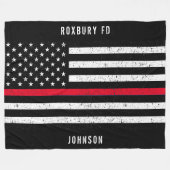 Amerikaanse vlag Thin Red Line Distance Name (Hand Fleece Deken (Voorkant (Horizontaal))