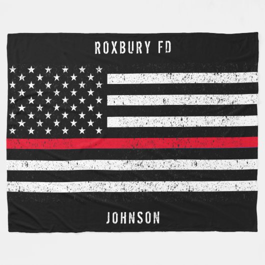 Amerikaanse vlag Thin Red Line Distance Name (Hand Fleece Deken (Voorkant (Horizontaal))