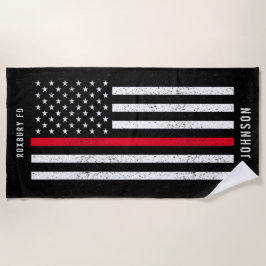Amerikaanse vlag Thin Red Line Distance Name (Hand Strandlaken