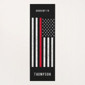 Amerikaanse vlag Thin Red Line Distance Name (Hand Yogamat (Achterkant)