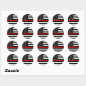 Amerikaanse vlag Thin Red Line Ronde Sticker (Vel)