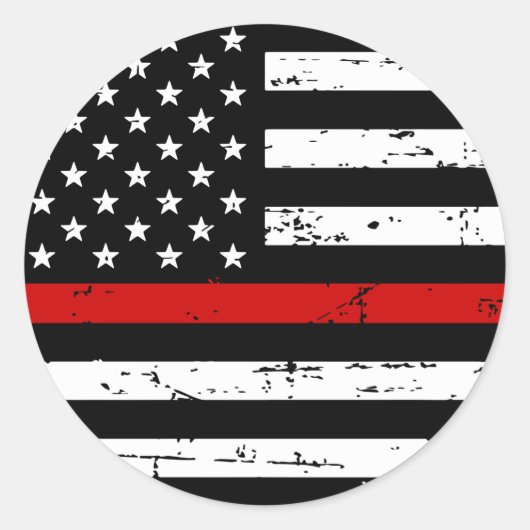Amerikaanse vlag Thin Red Line Ronde Sticker (Voorkant)