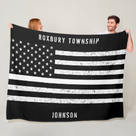 Amerikaanse vlag Thin White Line Disted Name (Hand Fleece Deken