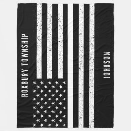 Amerikaanse vlag Thin White Line Disted Name (Hand Fleece Deken